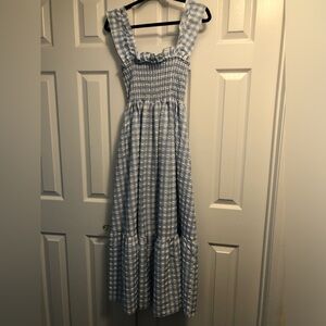 Blue and White Gingham Maxi Dress